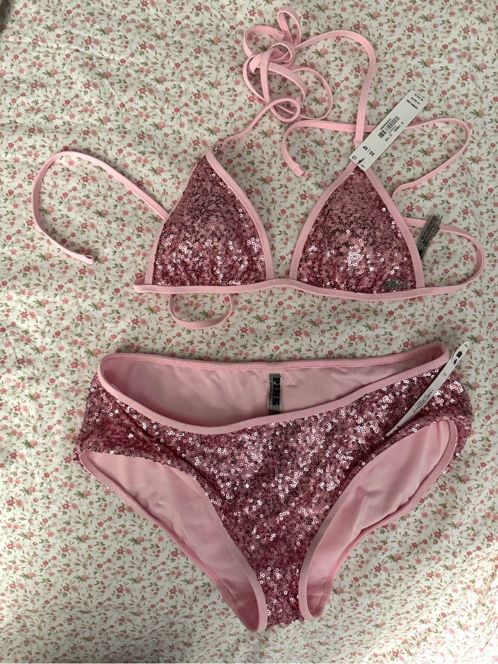 PINK Victoria's Secret Pink Sequin Bikini Set